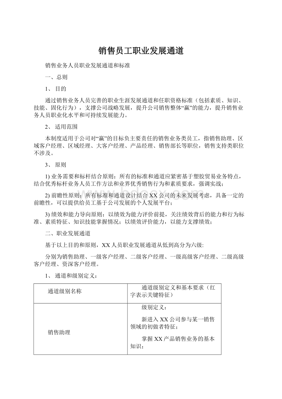 销售员工职业发展通道Word格式文档下载.docx