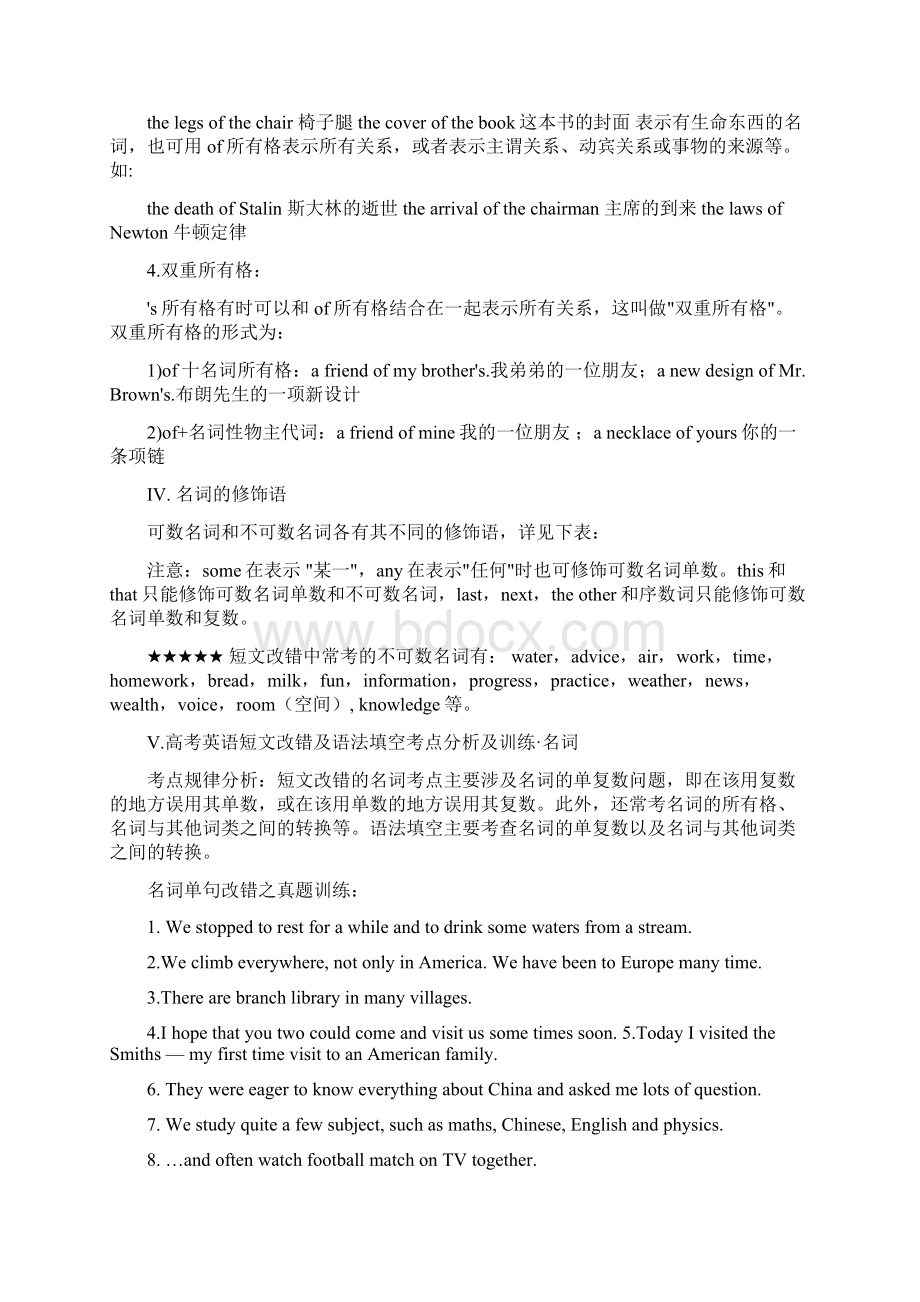 高考必考语法精讲精练 语法专题一 名词Word格式.docx_第2页