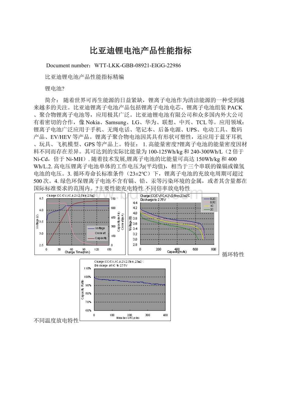 比亚迪锂电池产品性能指标.docx_第1页
