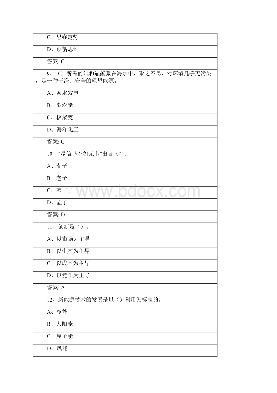 蚌埠市专业技术人员公需课创新能力与思维试题库Word格式.docx_第3页