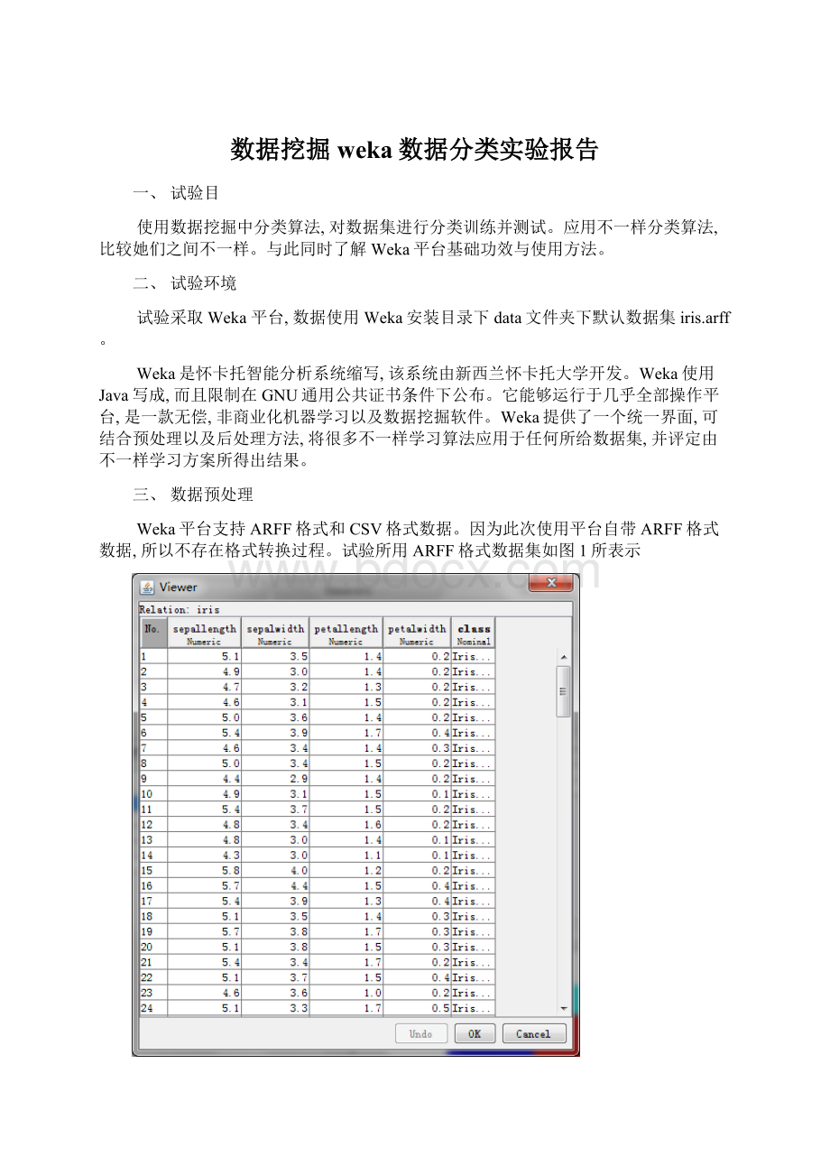 数据挖掘weka数据分类实验报告Word下载.docx_第1页