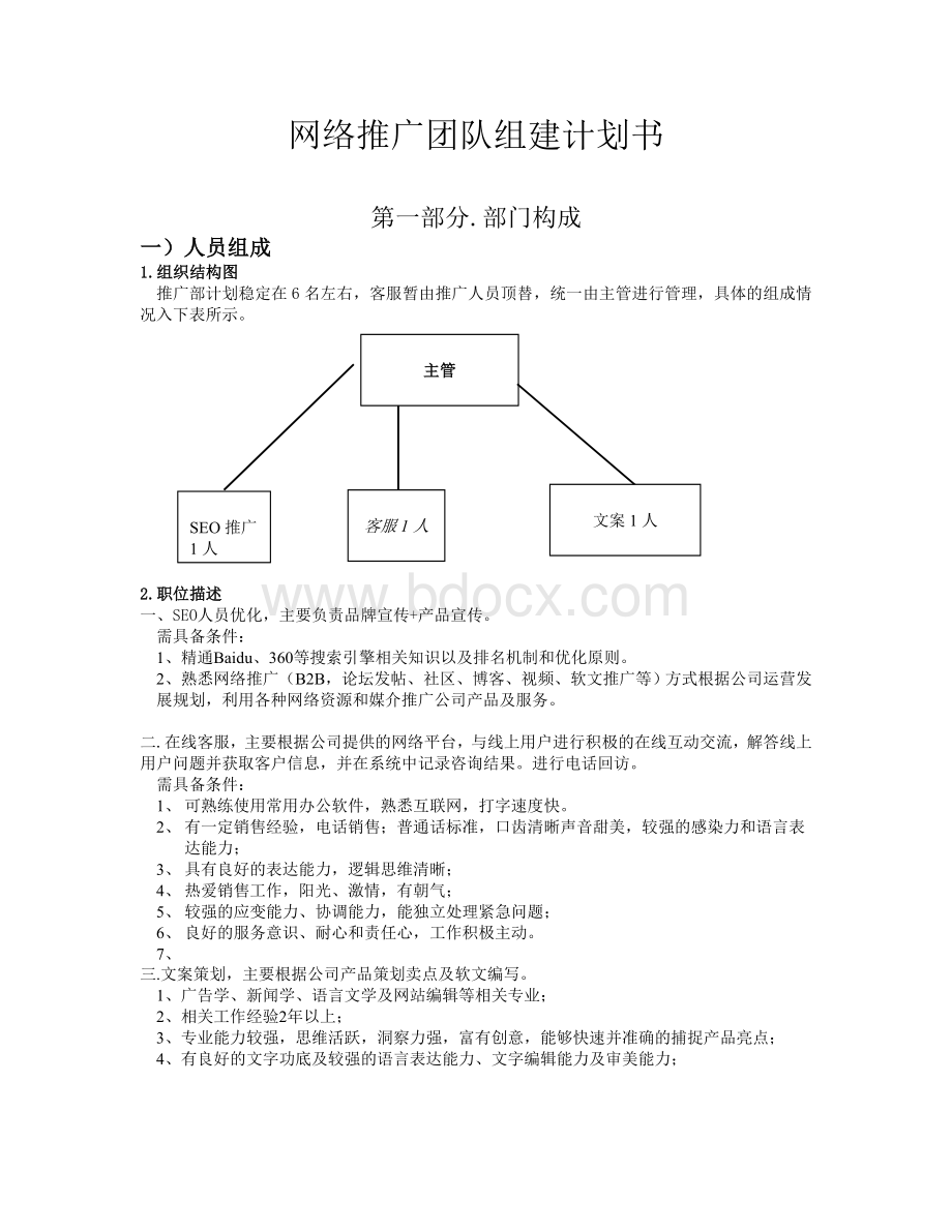 关于网络推广团队组建方案Word文档格式.doc_第1页