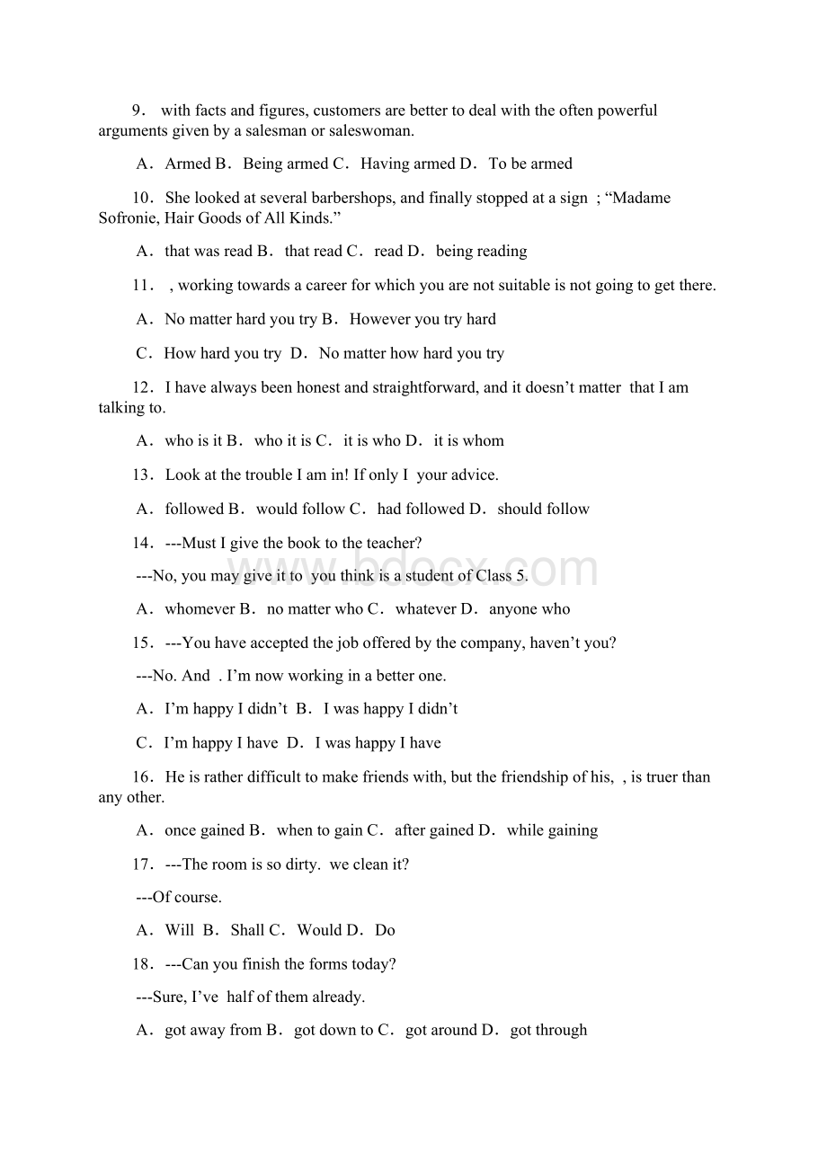高三年级上学期期中考试英语Word文件下载.docx_第2页
