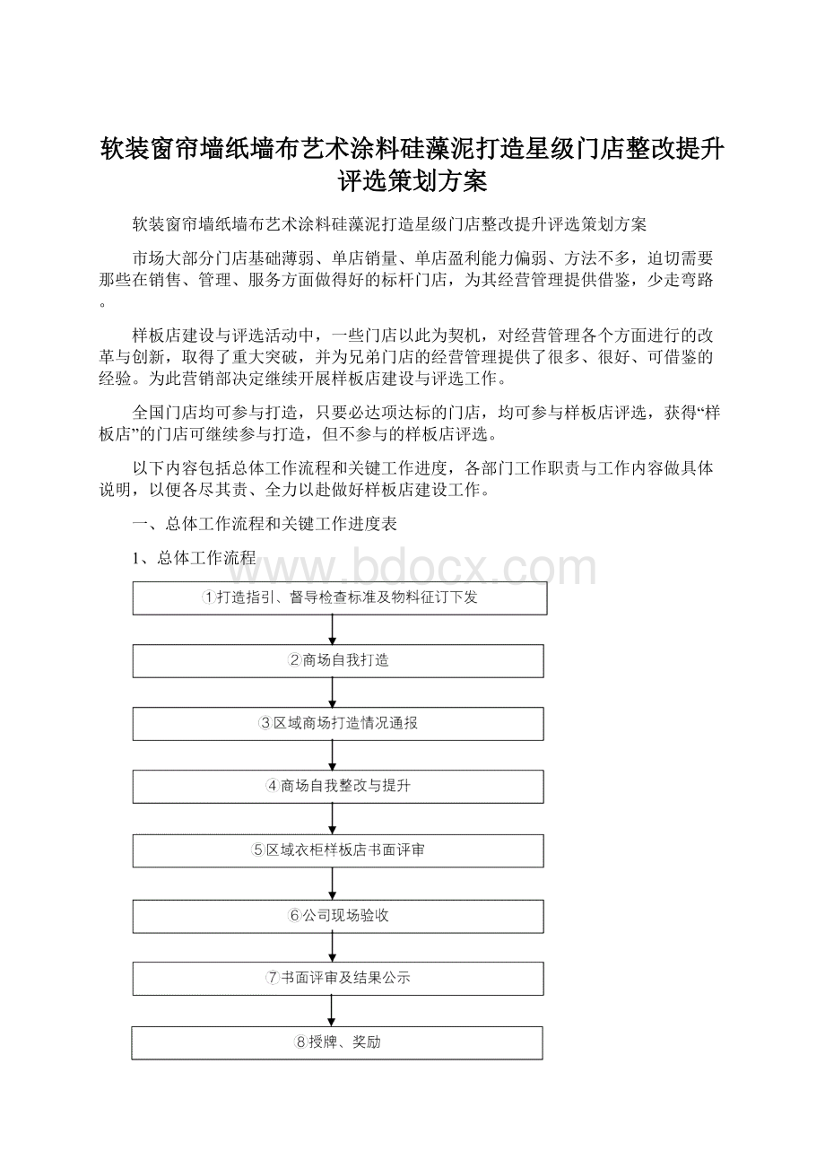 软装窗帘墙纸墙布艺术涂料硅藻泥打造星级门店整改提升评选策划方案Word格式文档下载.docx_第1页