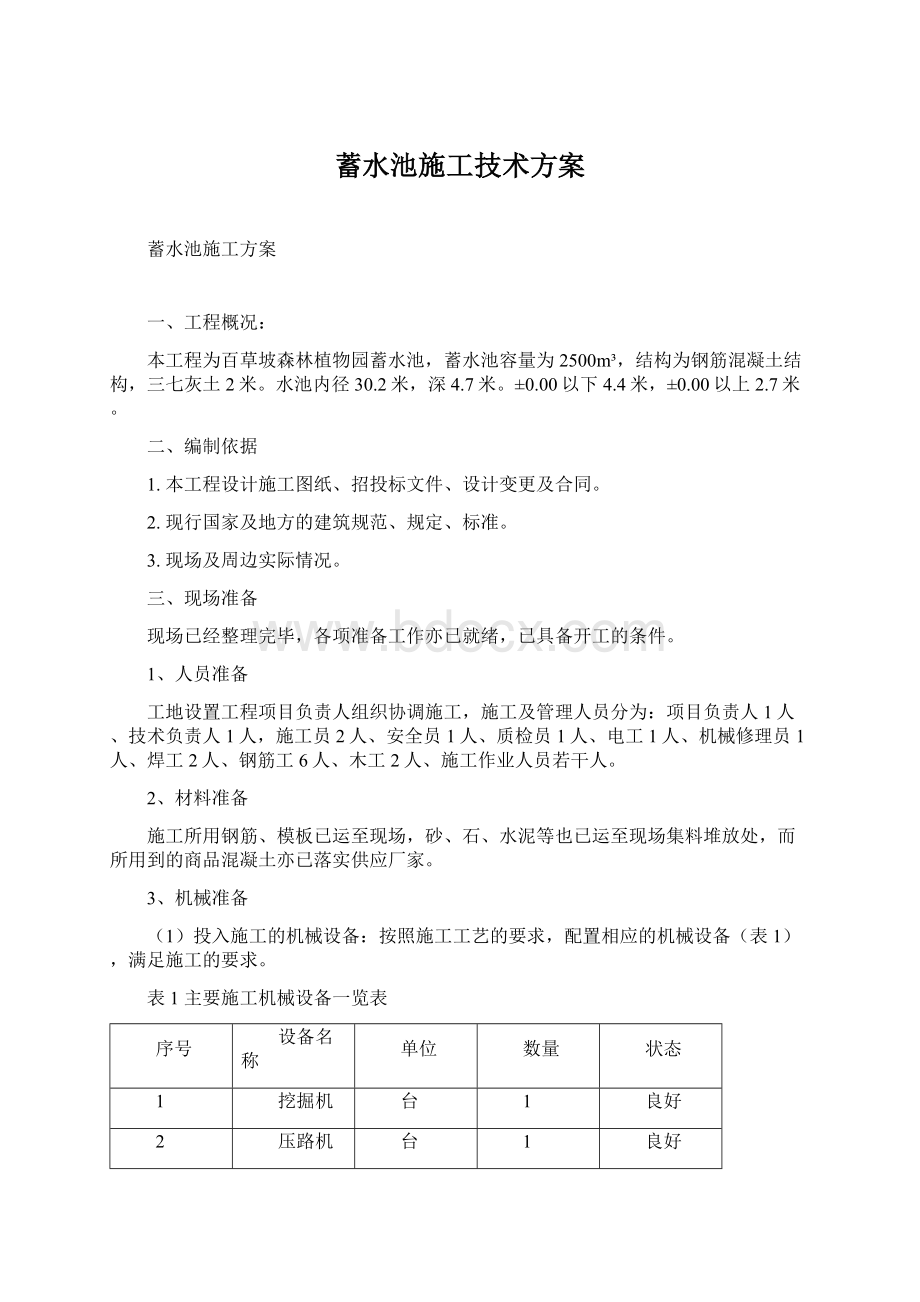 蓄水池施工技术方案Word文档下载推荐.docx