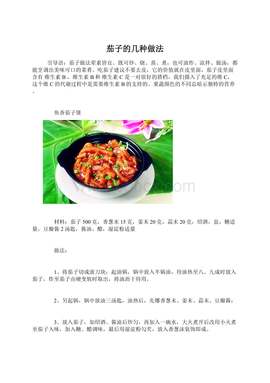 茄子的几种做法文档格式.docx