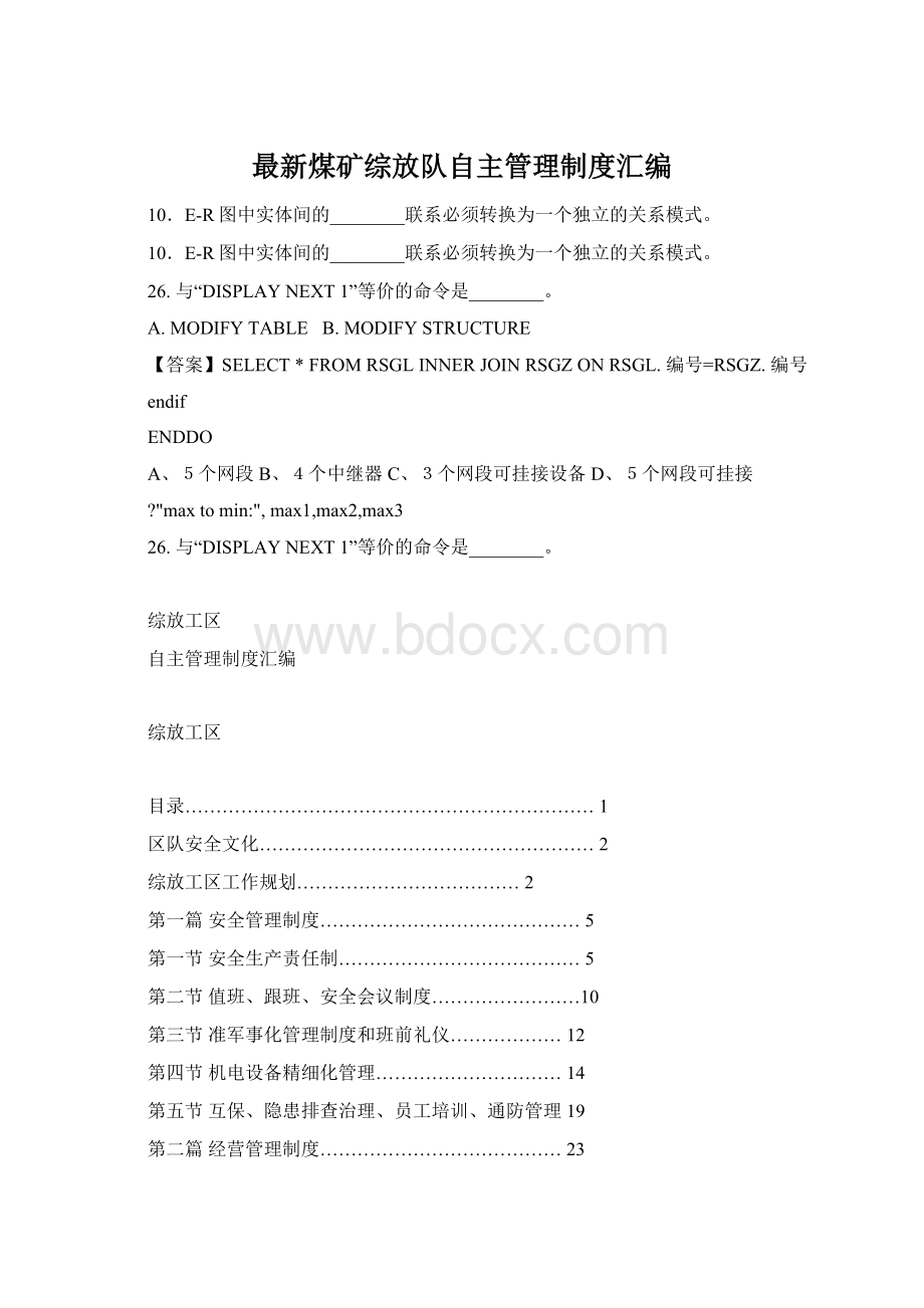 最新煤矿综放队自主管理制度汇编文档格式.docx