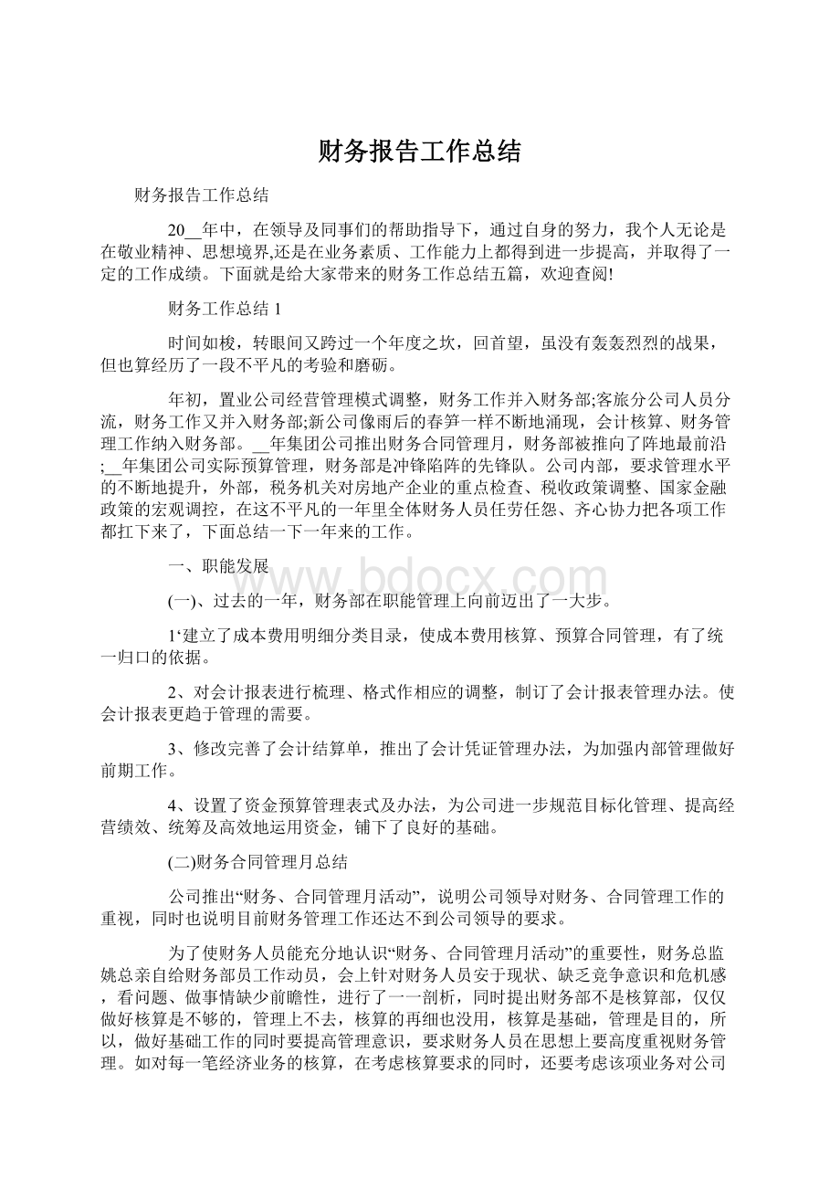 财务报告工作总结.docx