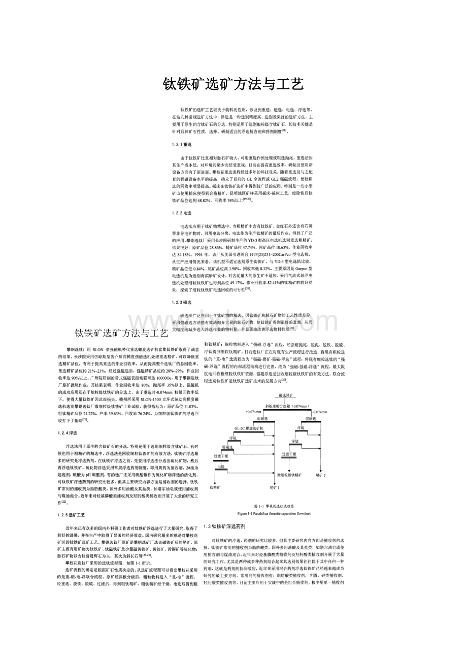 钛铁矿选矿方法与工艺.docx