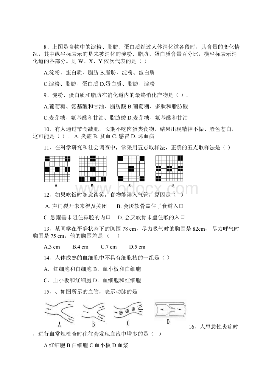 人教版七年级下册生物期末测试试题含答案二.docx_第2页