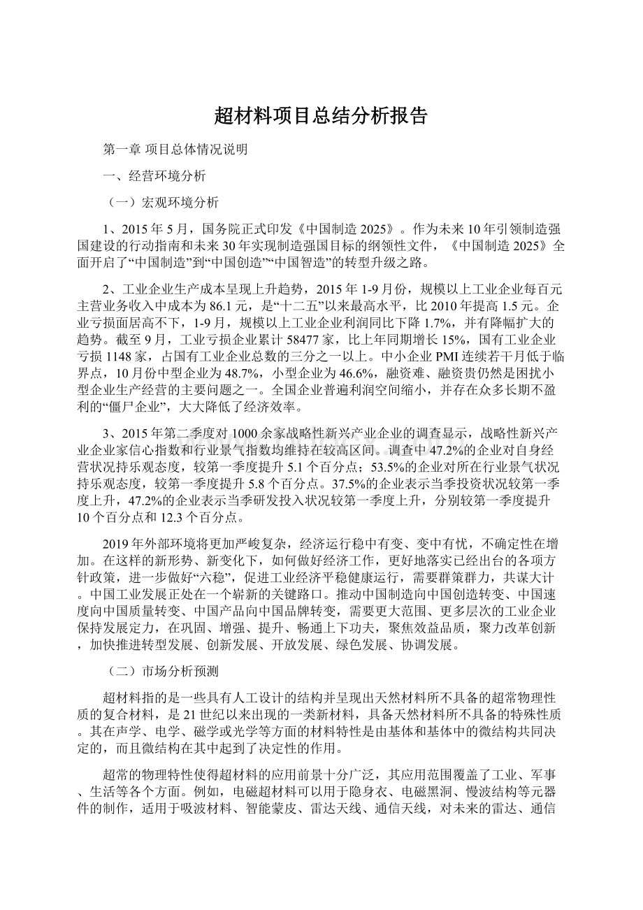 超材料项目总结分析报告.docx