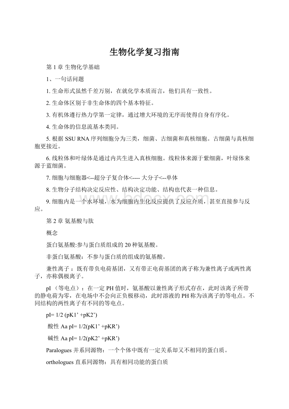 生物化学复习指南Word文档格式.docx