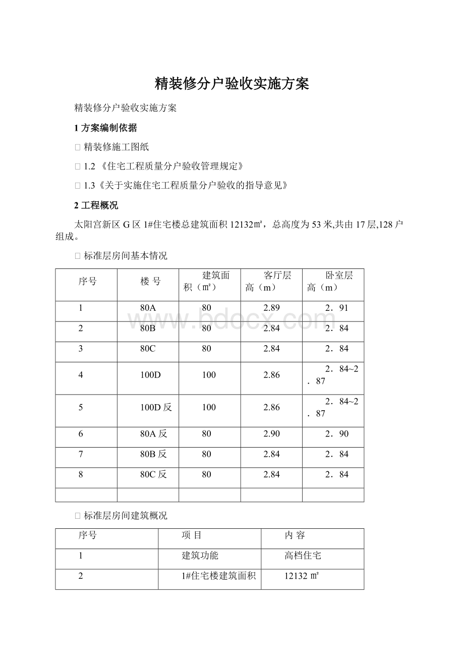 精装修分户验收实施方案.docx