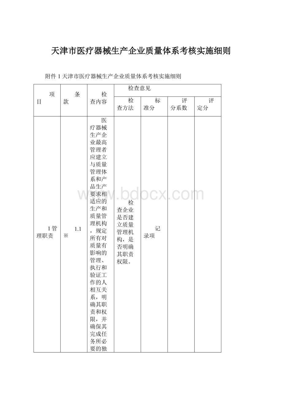 天津市医疗器械生产企业质量体系考核实施细则Word格式.docx