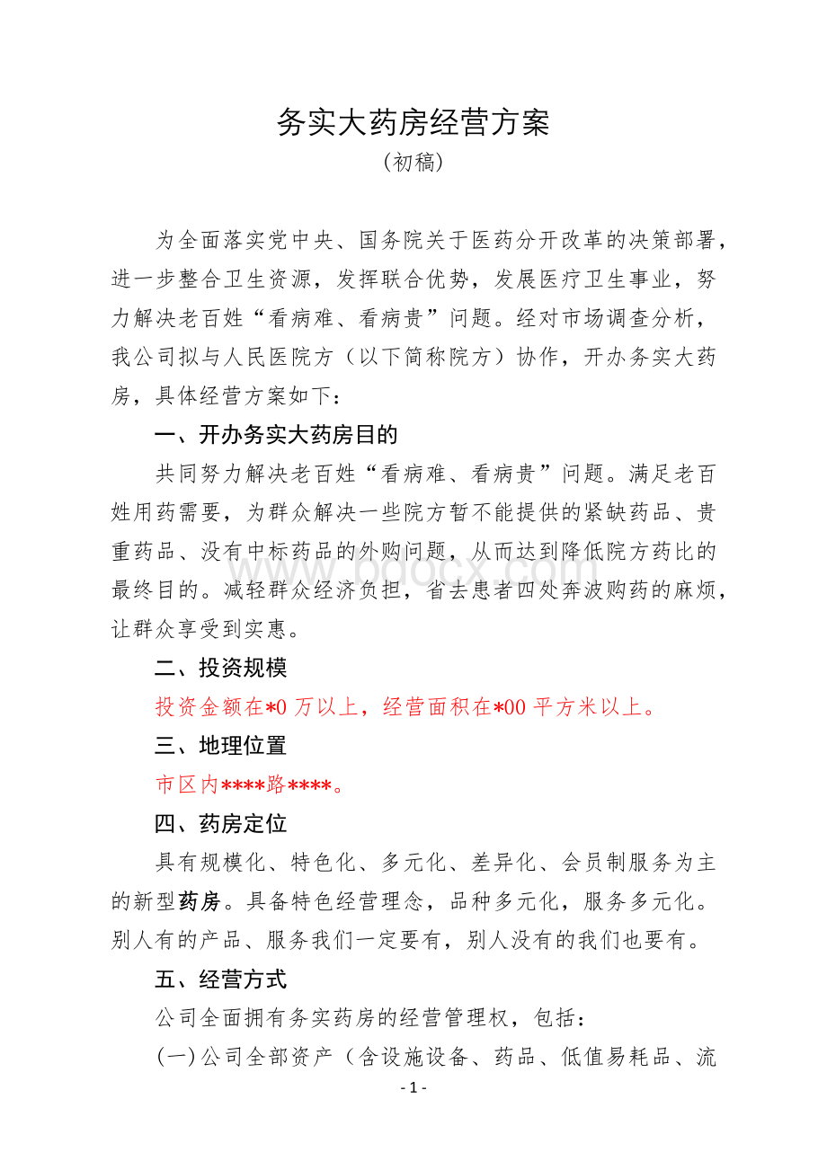 务实大药房经营方案Word格式.docx