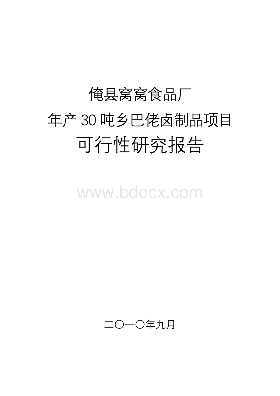 年产30吨乡巴佬卤制品项目可行性研究报告申请报告_精品文档Word格式.doc