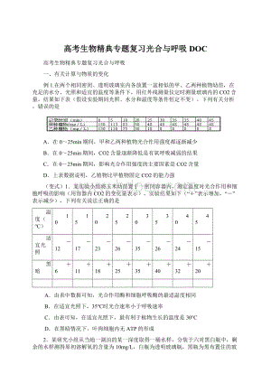 高考生物精典专题复习光合与呼吸DOC.docx