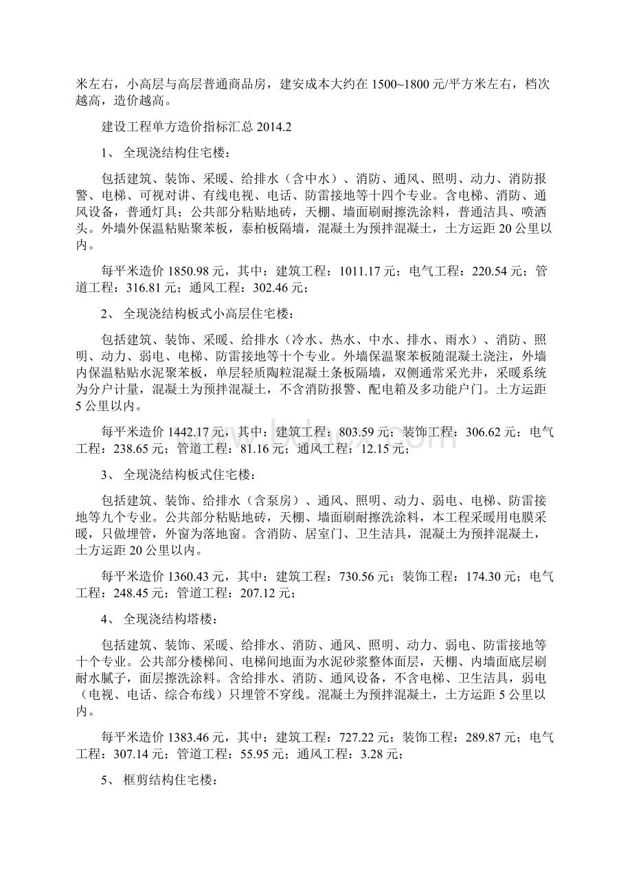 建设工程单方造价指标汇总.docx_第3页