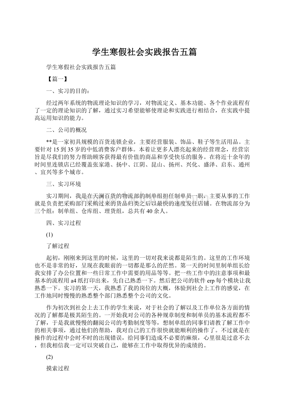 学生寒假社会实践报告五篇.docx