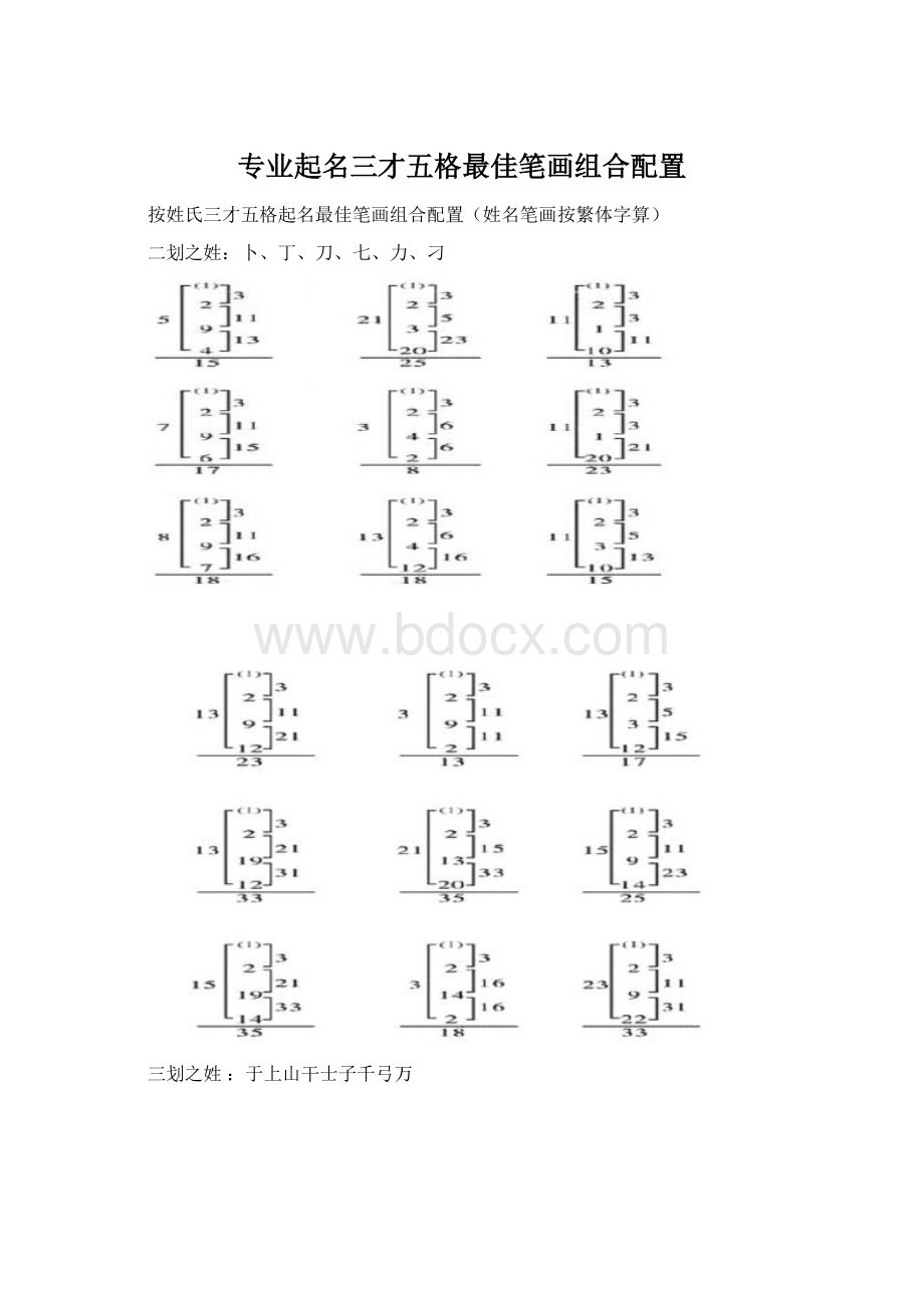 专业起名三才五格最佳笔画组合配置Word格式文档下载.docx