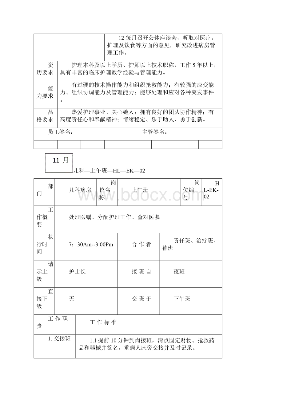 儿科护理岗位说明书完整版.docx_第3页