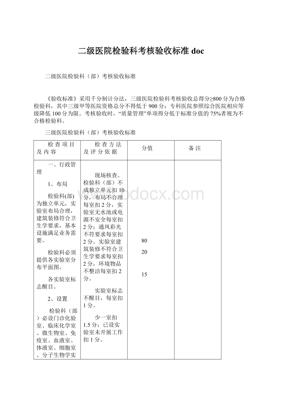 二级医院检验科考核验收标准doc.docx_第1页