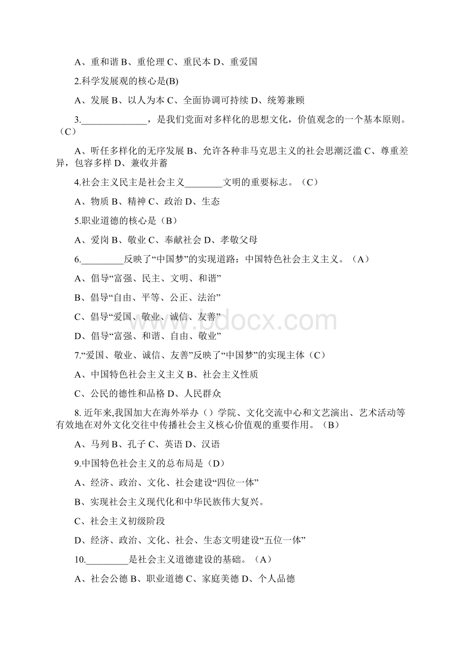 社会主义核心价值观知识题库100题.docx_第2页