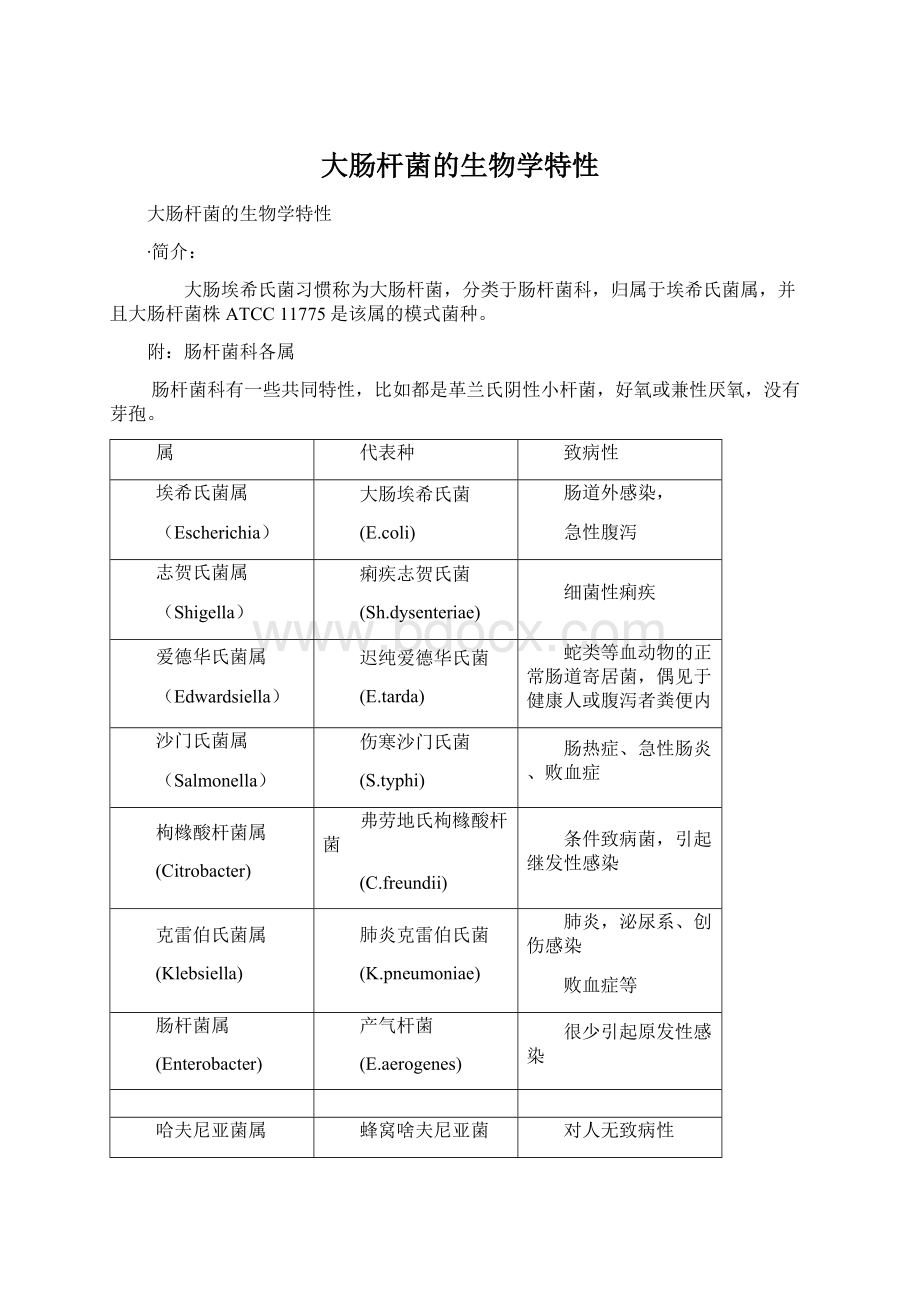 大肠杆菌的生物学特性Word下载.docx_第1页