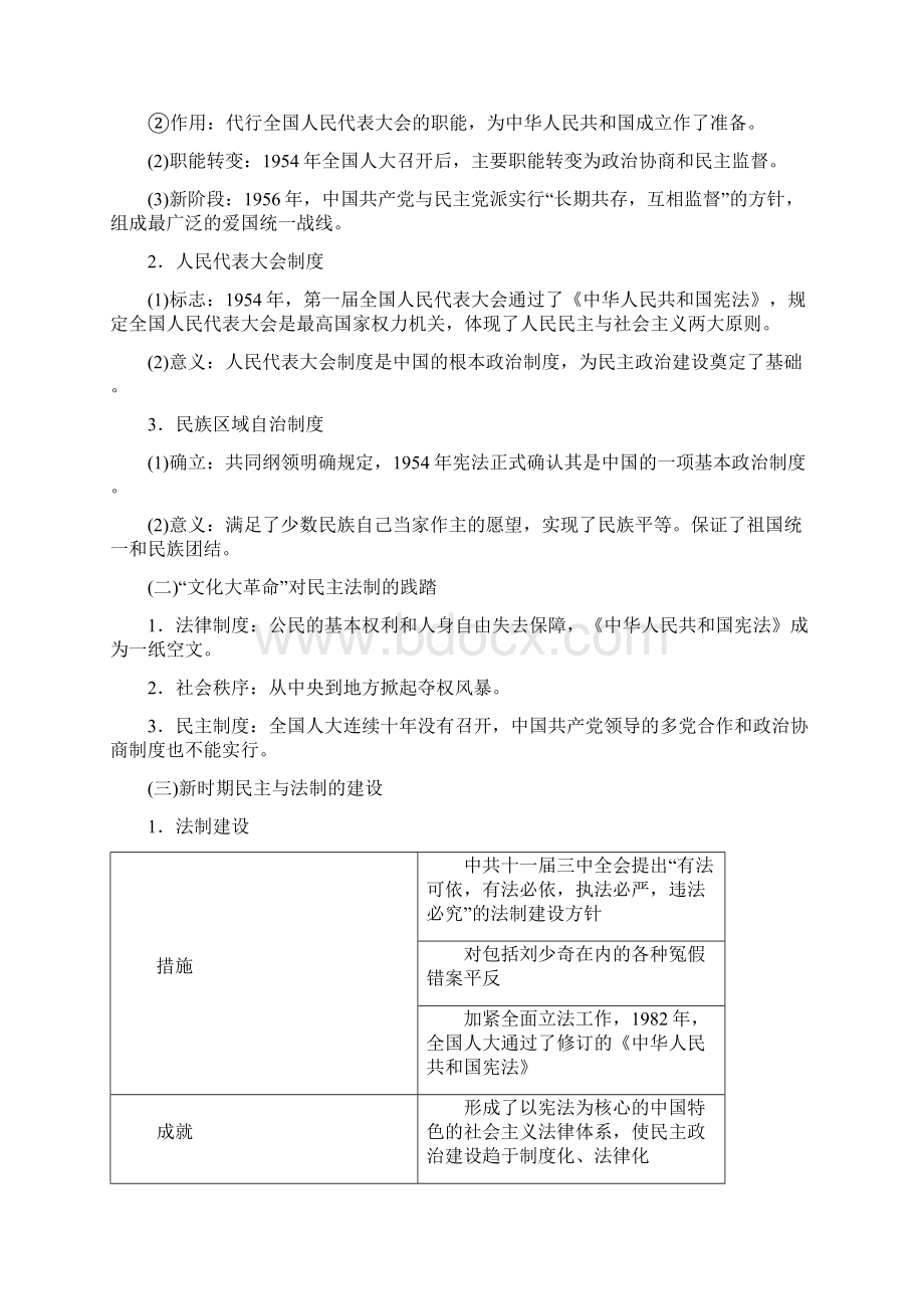 届一轮复习人教版必修1 第四单元 第14讲 现代中国的民主政治建设与祖国统一大业 学案.docx_第2页