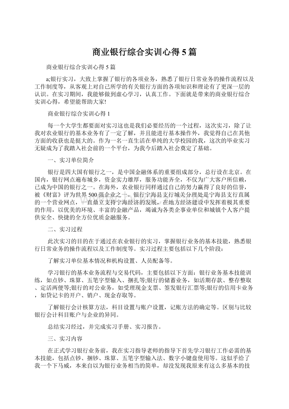 商业银行综合实训心得5篇.docx