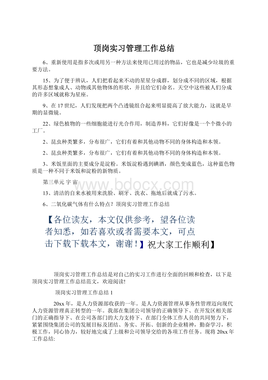 顶岗实习管理工作总结Word格式.docx