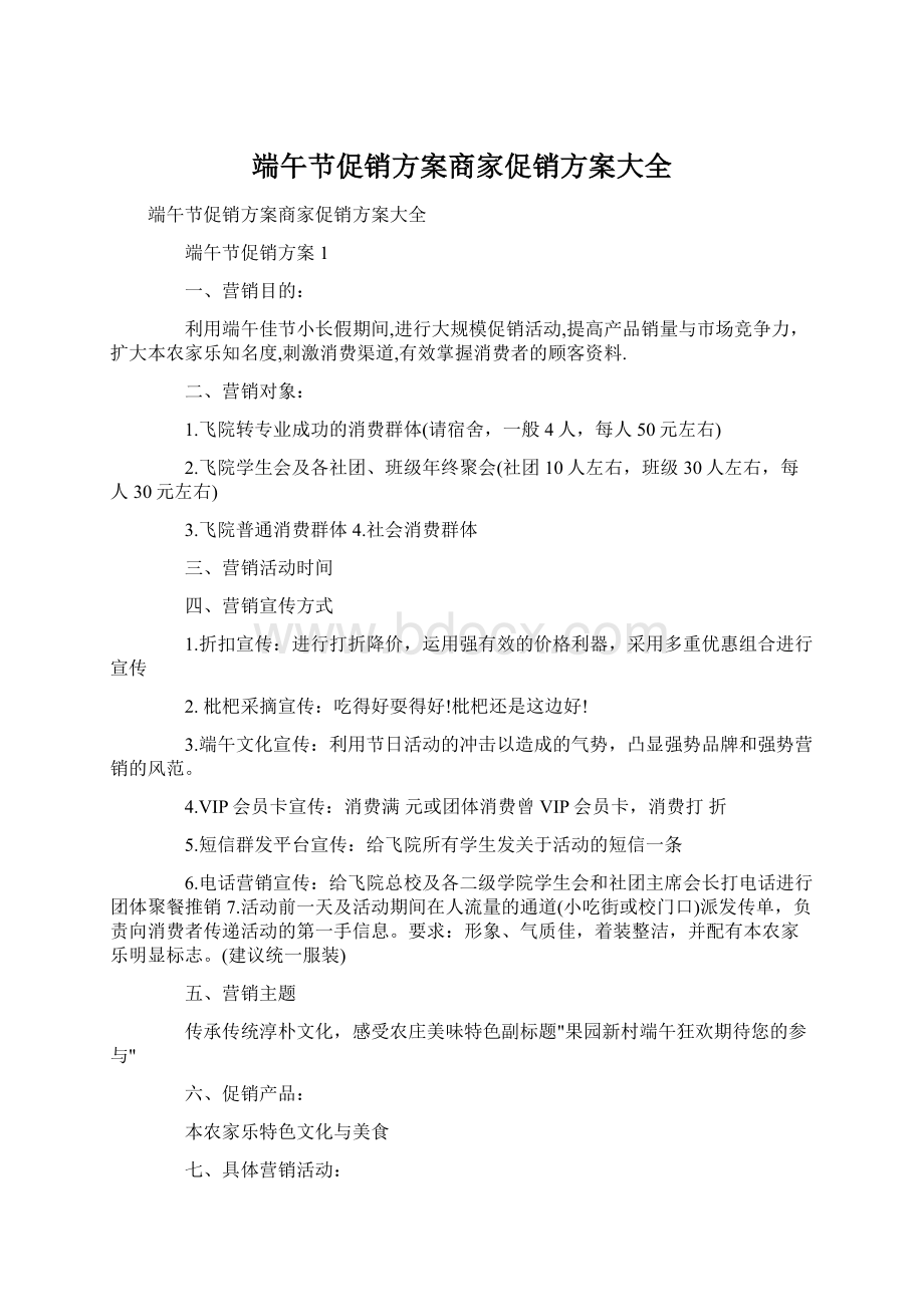 端午节促销方案商家促销方案大全Word文件下载.docx