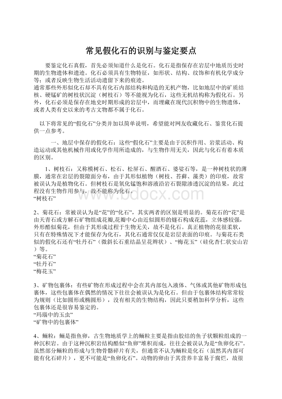 常见假化石的识别与鉴定要点Word格式文档下载.docx_第1页