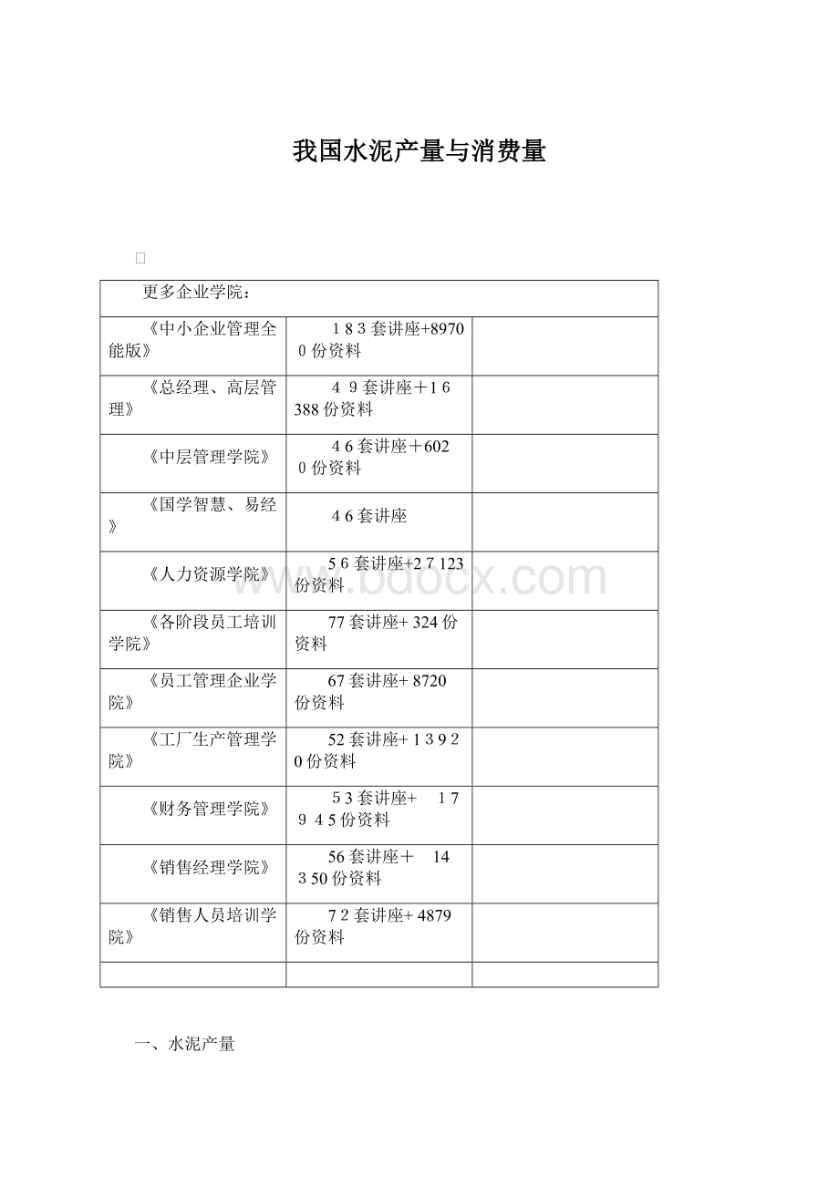 我国水泥产量与消费量Word文档下载推荐.docx_第1页