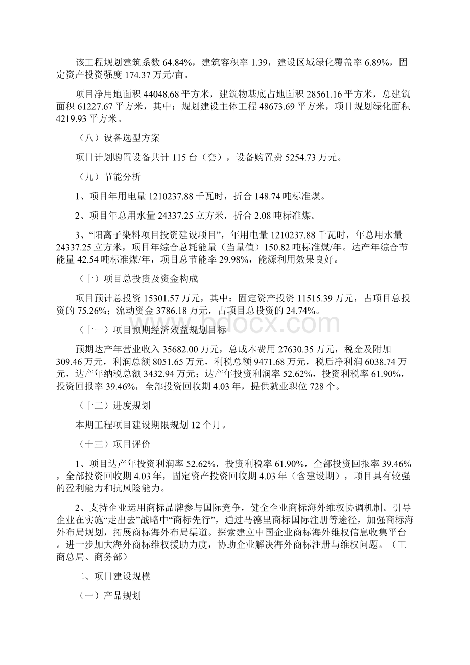 阳离子染料项目投资方案Word文档下载推荐.docx_第2页