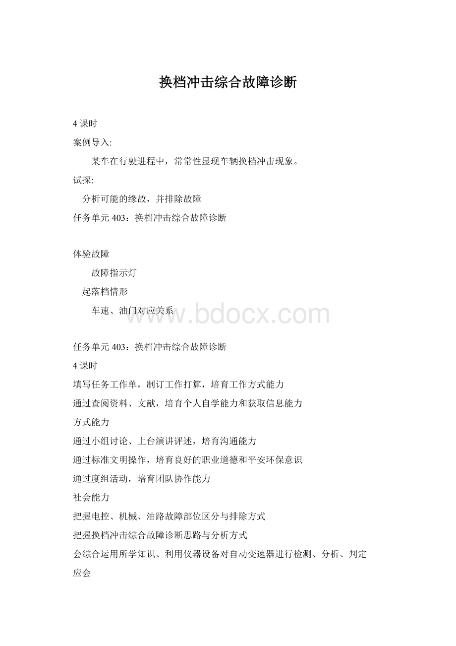 换档冲击综合故障诊断文档格式.docx