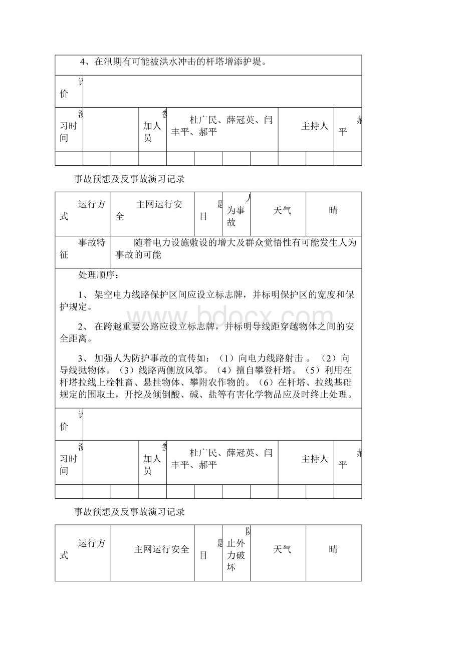 事故预想反事故演习记录簿Word格式文档下载.docx_第2页