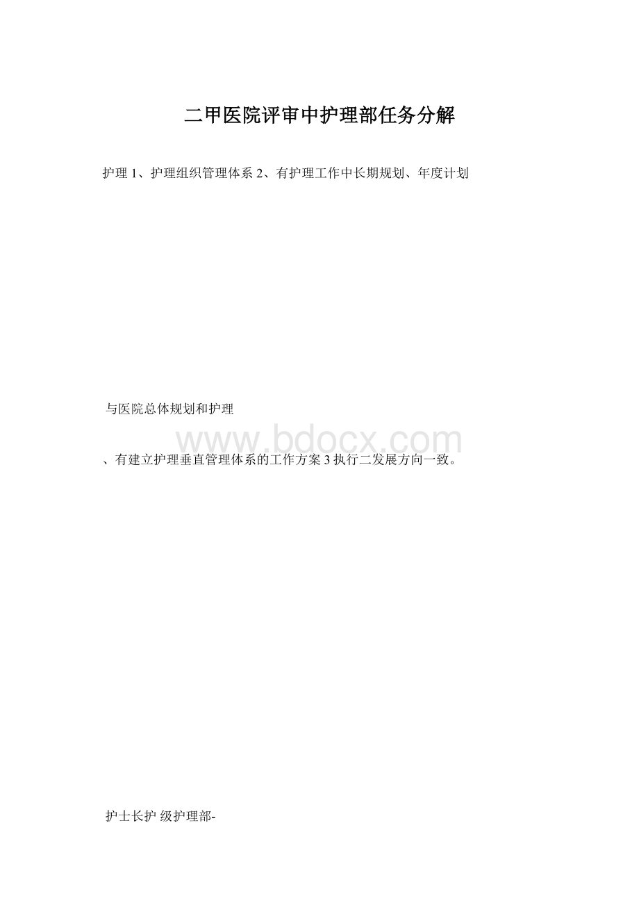 二甲医院评审中护理部任务分解Word格式文档下载.docx_第1页