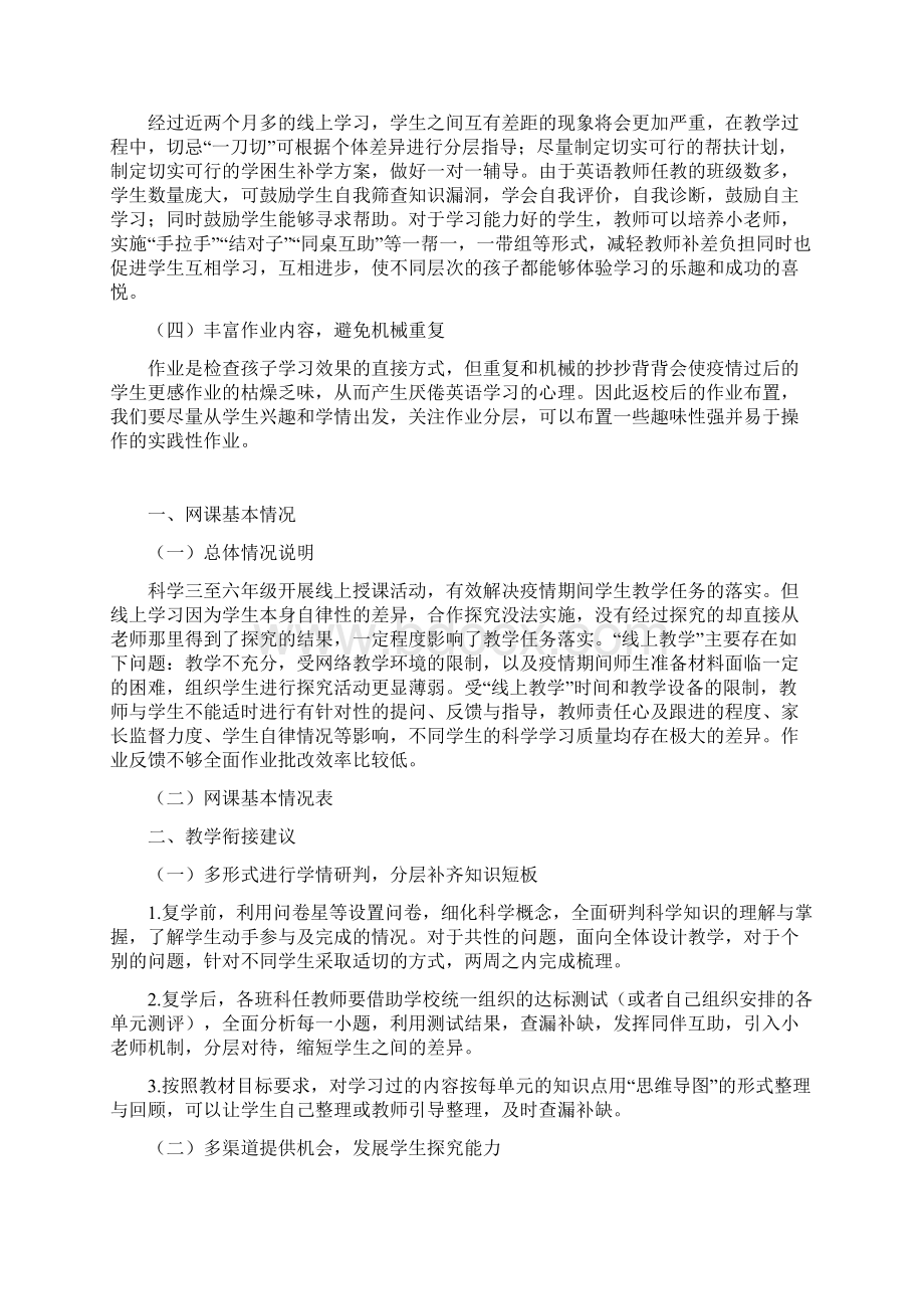 学校各学科开学返校线上线下教学衔接建议Word文件下载.docx_第2页