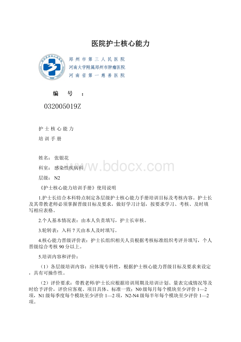 医院护士核心能力Word下载.docx