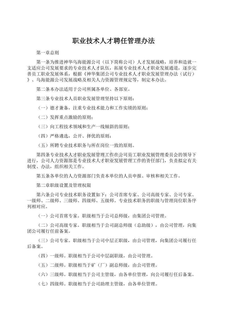 职业技术人才聘任管理办法.docx_第1页