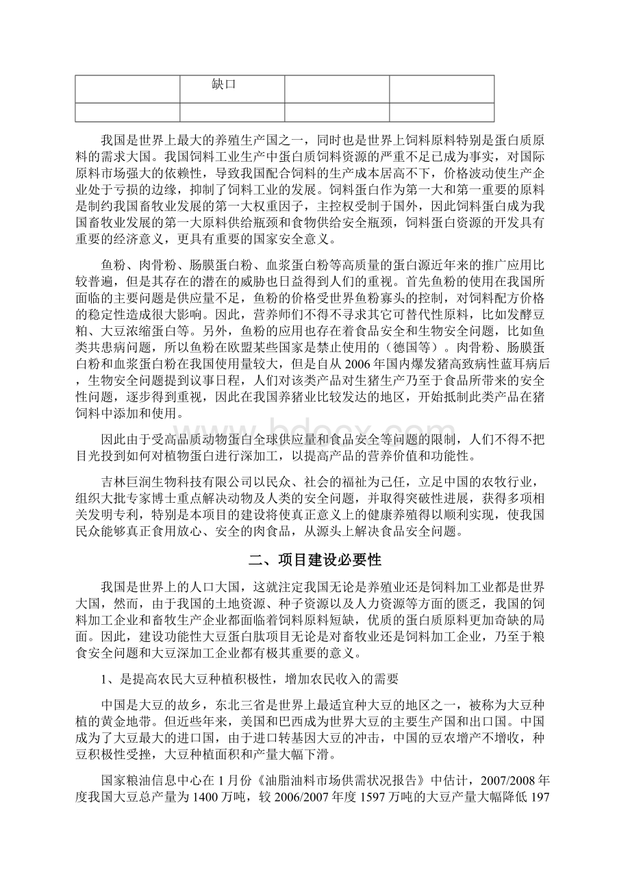 建设10万吨功能性大豆蛋白肽生产线项目商业计划书.docx_第3页