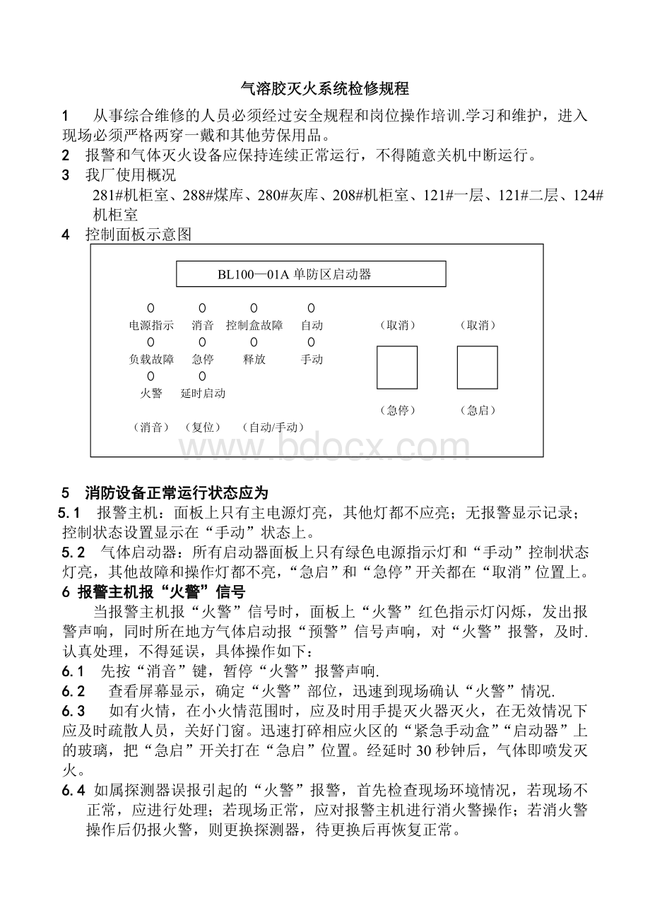 气溶胶灭火系统检修规程_精品文档.doc