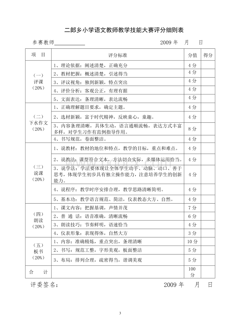 二郎乡09年小学语文教师教学技能大赛方案文档格式.doc_第3页