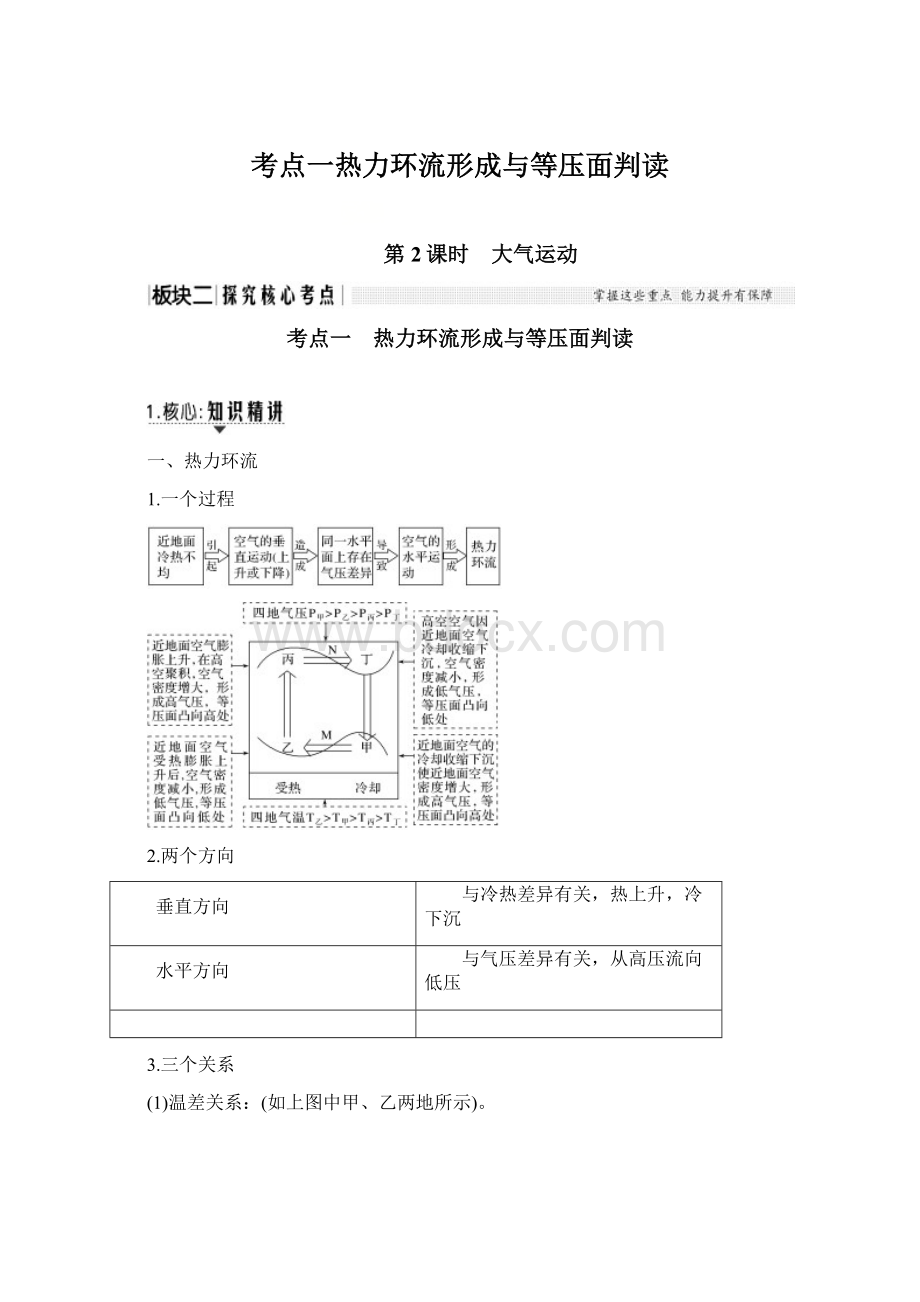 考点一热力环流形成与等压面判读文档格式.docx_第1页