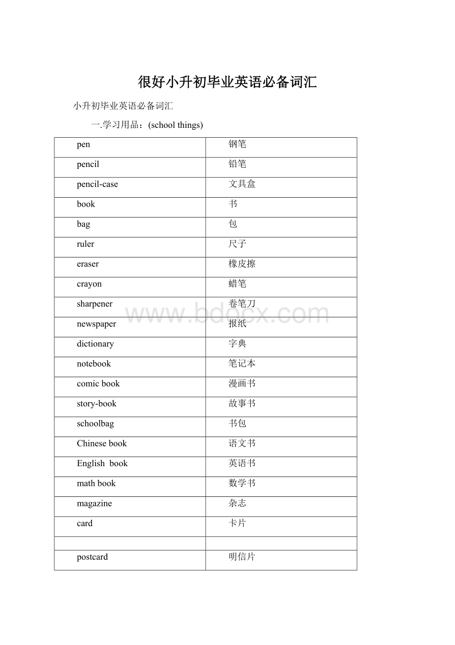 很好小升初毕业英语必备词汇.docx_第1页