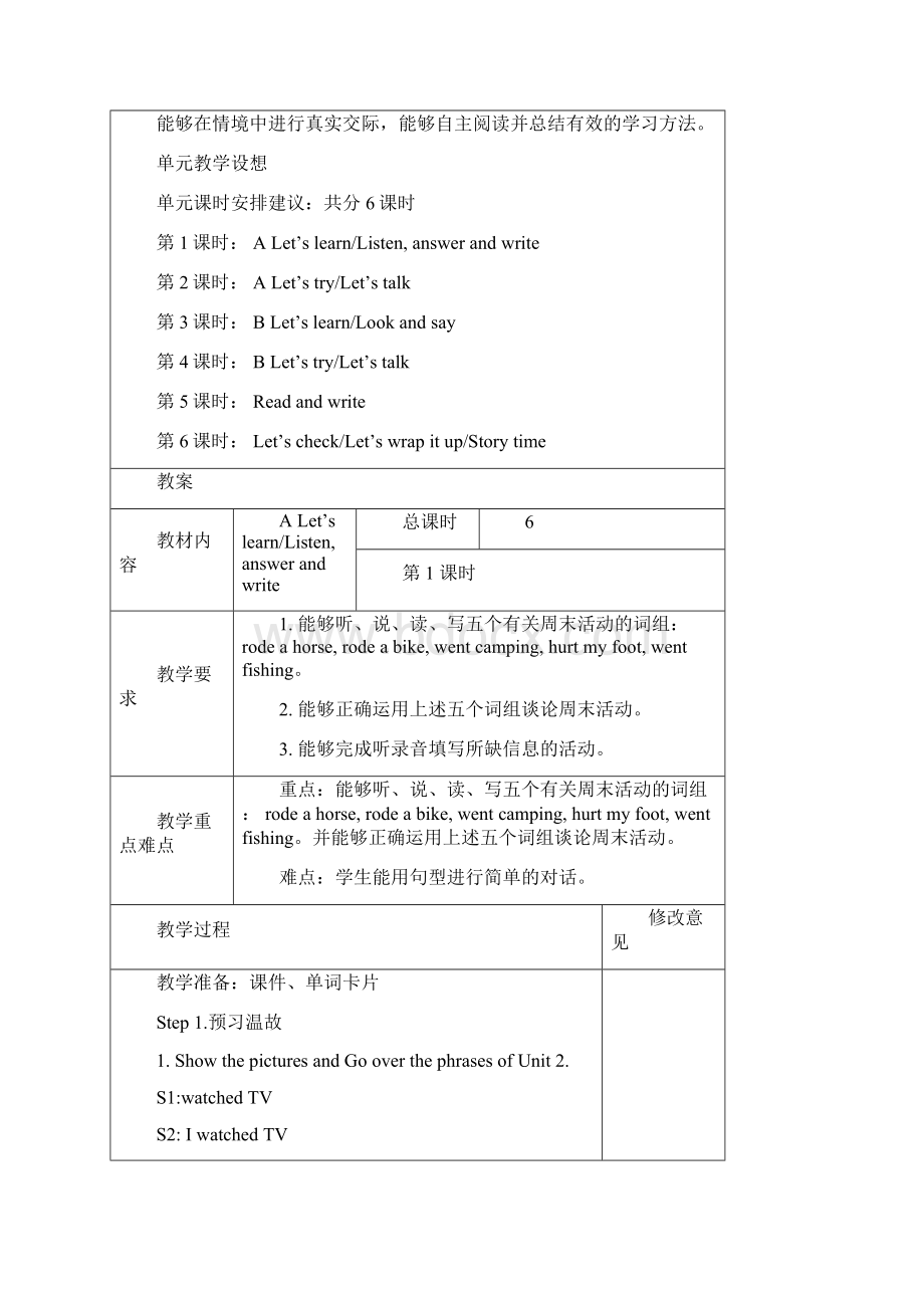 新PEP小学英语六年级下册U3Wheredidyougo教学计划及教案Word文档下载推荐.docx_第2页