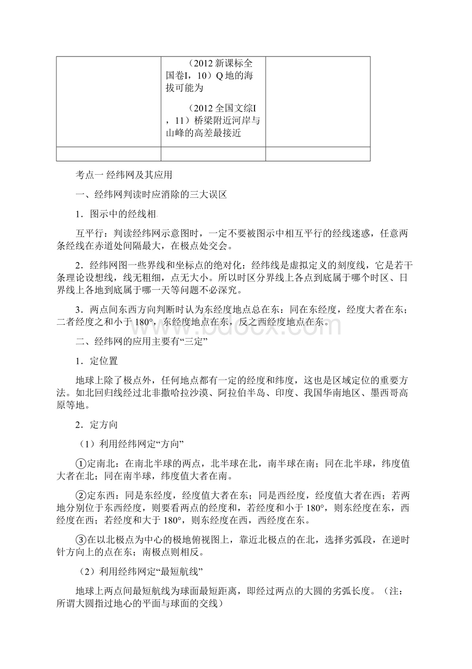 全国通用高考地理高频考点解密专题01经纬网和地图Word格式文档下载.docx_第3页