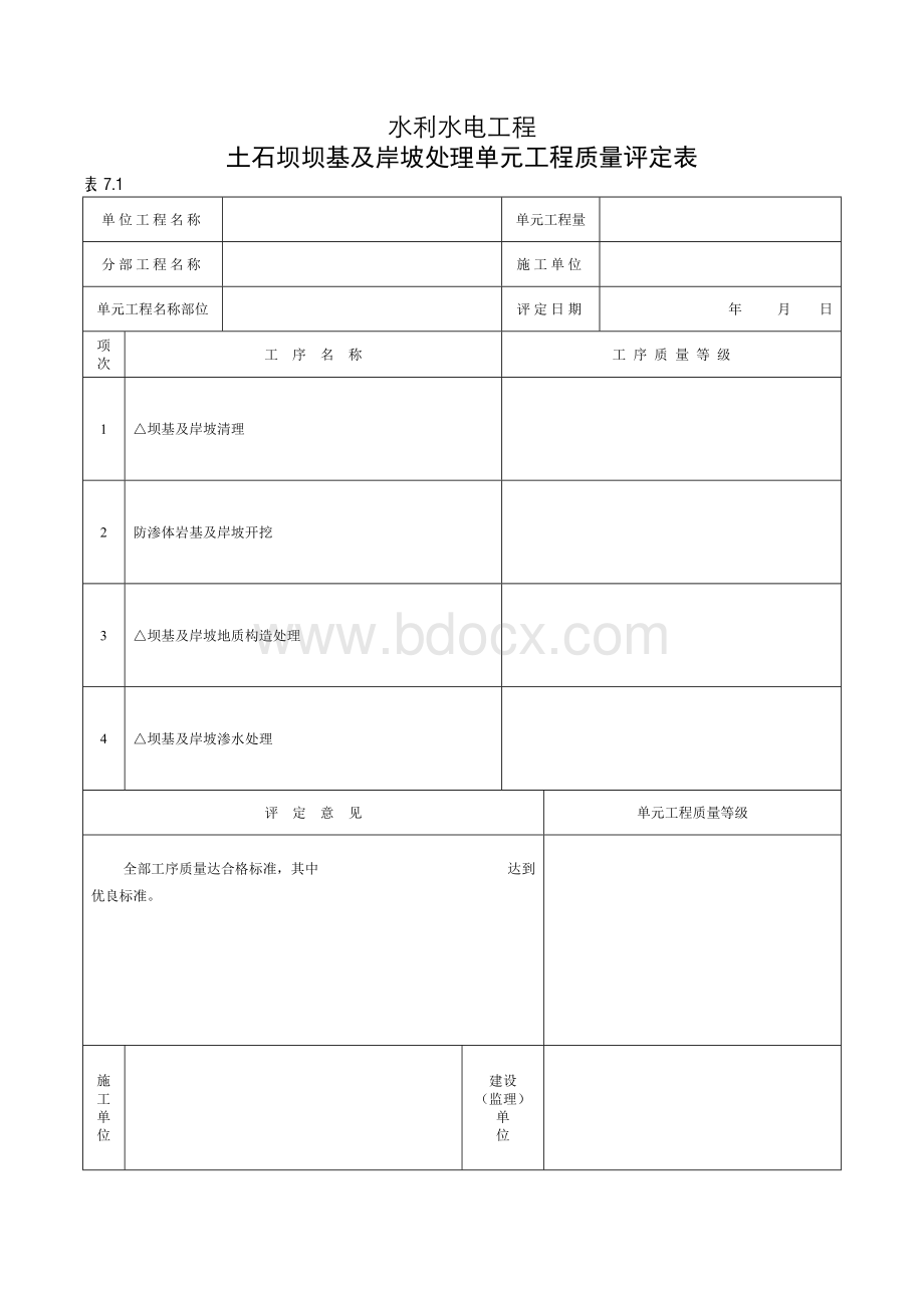 碾压式土石坝及砌石坝工程单元工程质量评定表_精品文档Word格式.doc_第2页