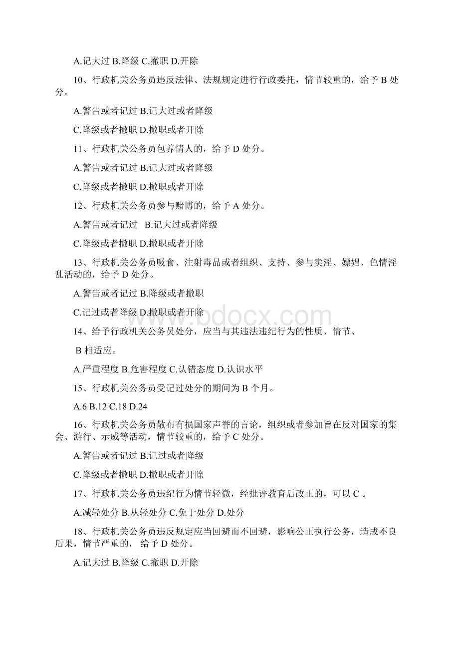 行政机关公务员处分条例试题.docx_第2页